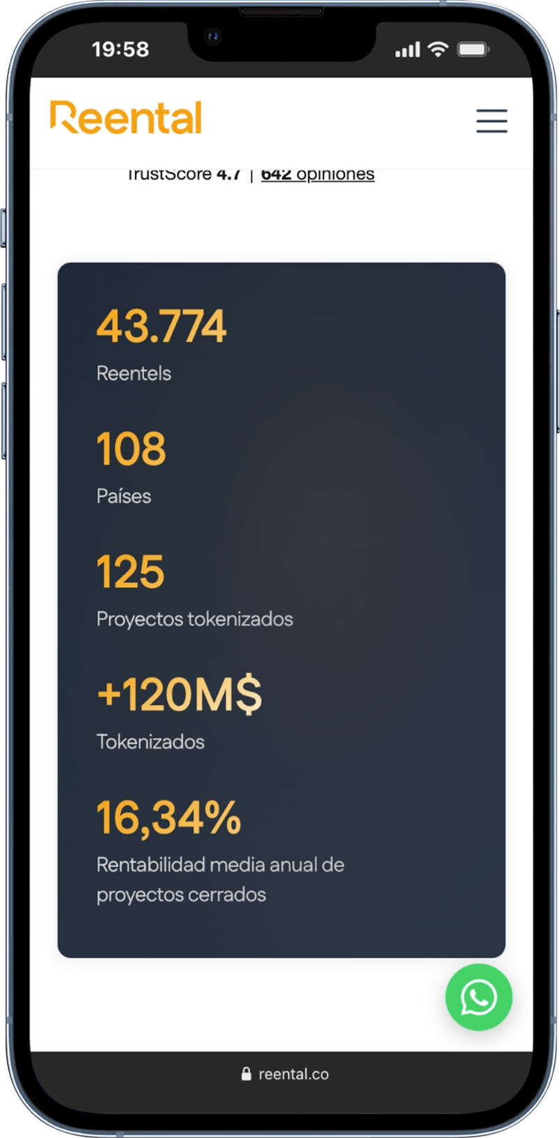 reental.co en móvil
