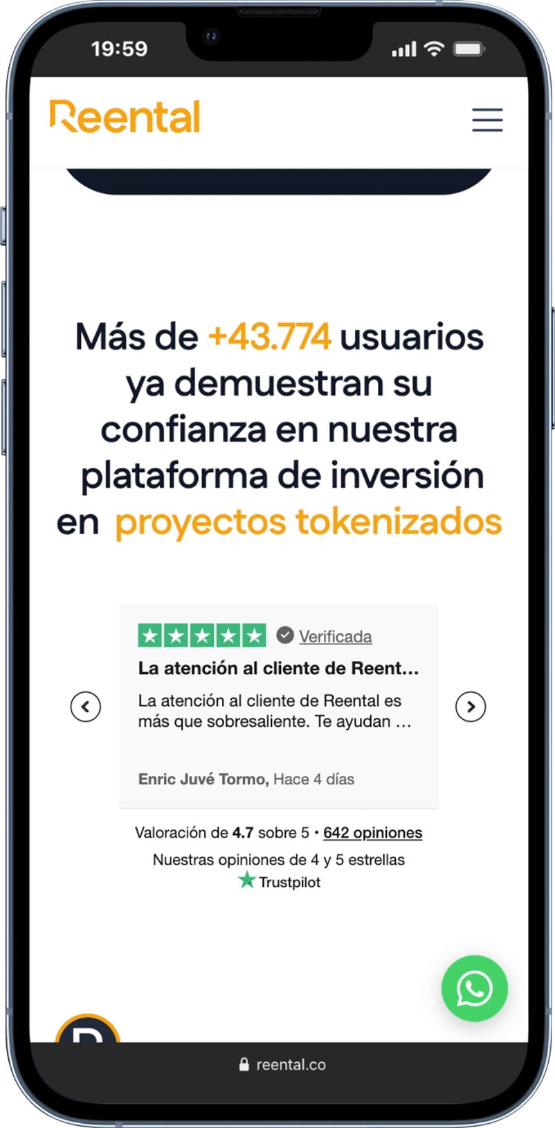 reental.co en móvil: más de 43.771 usuarios