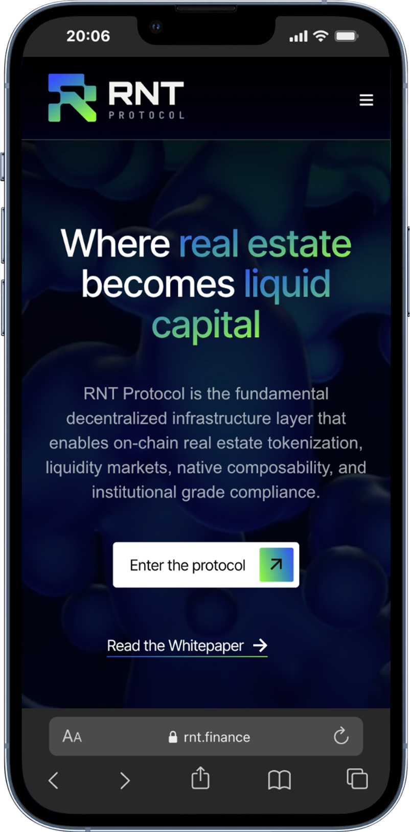 rnt.finance en un iPhone